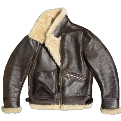 Turkish Authentic Sheepskin Leather Jacket Vintage Cracked Texture Winter Warmth And Style Ideal Choice