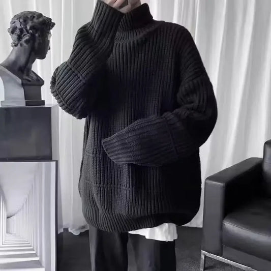 Turtleneck Knitwear Autumnr and Winter High Collar Loose Fit Knitted Sweaters for Men Casual Aesthetic Cheap Top Pullover Man
