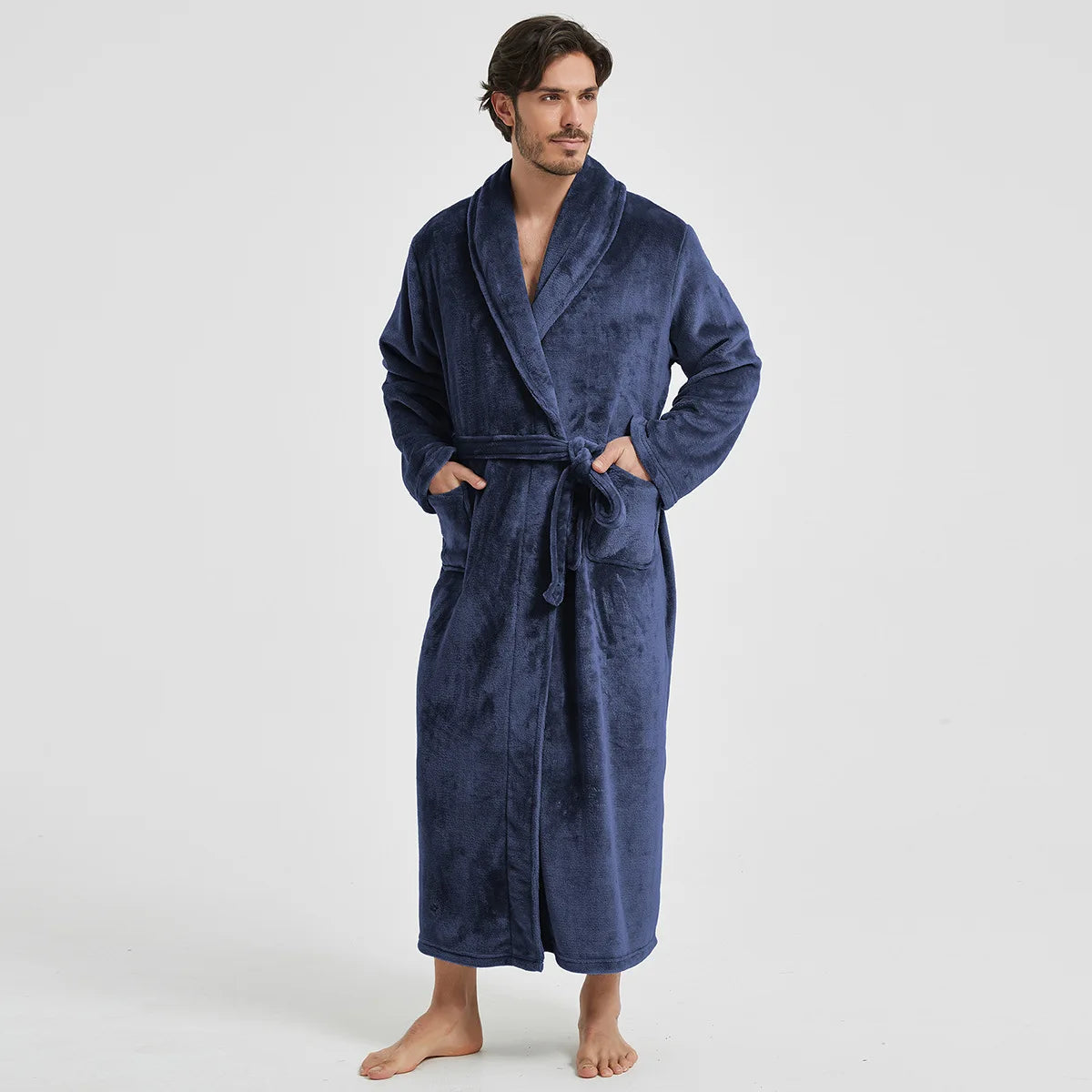 American-Style Autumn/Winter Couples' New Bathrobe, Morning Robe, Nightgown Men's Winter Pyjamas, Homewear Flannel Nightgown