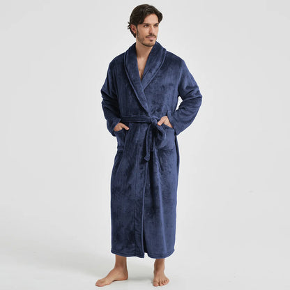 American-Style Autumn/Winter Couples' New Bathrobe, Morning Robe, Nightgown Men's Winter Pyjamas, Homewear Flannel Nightgown