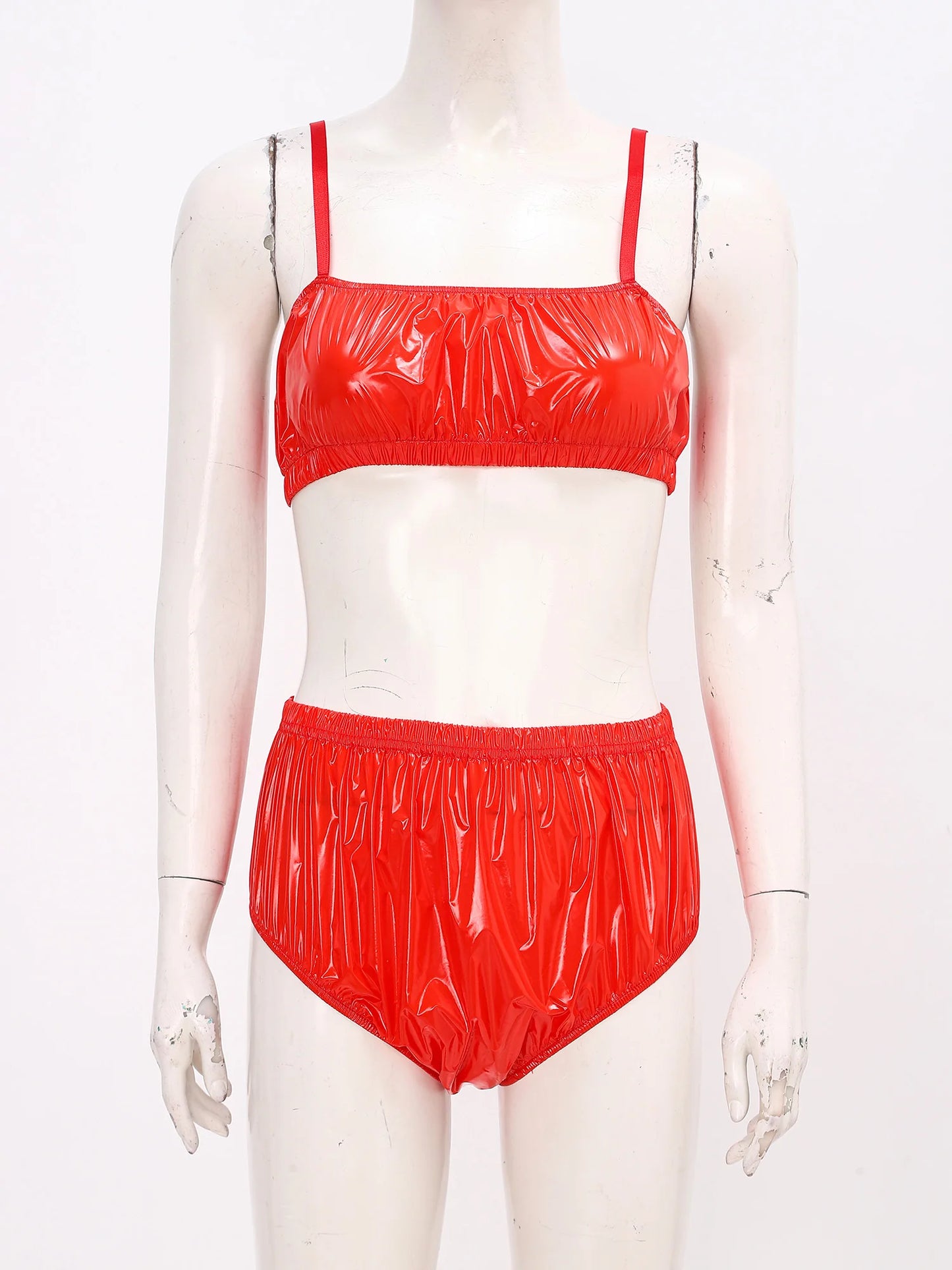 Women Waterproof Swimsuit Bikini Lingerie Set Swimwear Nightwear Clubwear Bra Top with Shorts for Beach Pool Party Sunbathing