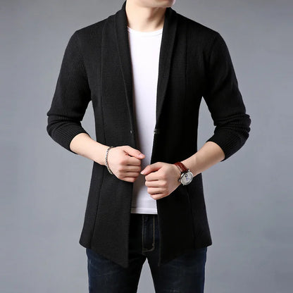 Top Grade New Brand Knit Fashion Cardigan Men Sweater Korean Woolen Casual Long Slim Fit Coats Japanese Jacket Men Clothes
