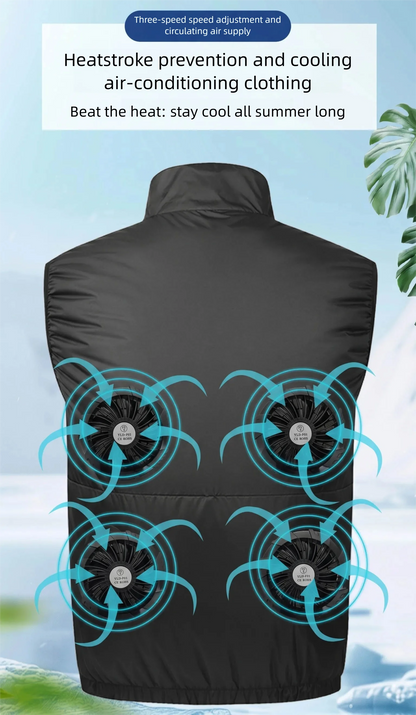 Summer Cooling Air Conditioning Vest with 4 Fans for Men's Casual Fishing Vest Outdoor Breathable Heatstroke Prevention Workwear