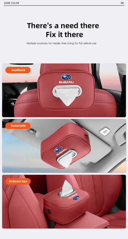 High-capacity Car Interior Tissue Box Kleenex Storage Bag Accessories For Subaru STI Forester Impreza Legacy Outback XV BRZ WRX