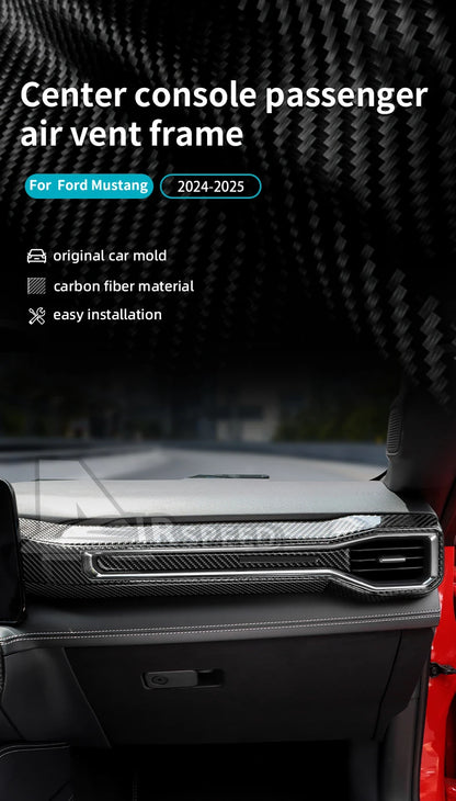 Real Soft Carbon Fiber Sticker For Ford Mustang GT Dark Horse EcoBoost 2024 2025 2026 LHD RHD Car Center Console AC Outlet Trim