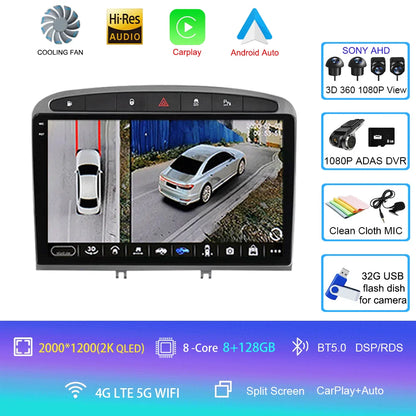 Android 16 Car Radio for Peugeot RCZ 308 SW 2007-2015 408 2012-2020 2DIN Multimedia Navigation GPS Carplay Auto Head Unit WIFI