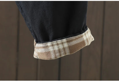 Retro  Color Cotton Filled Casual Loose Harem Pants Small Footed Trousers Winter Outerwear for Women plus Size
