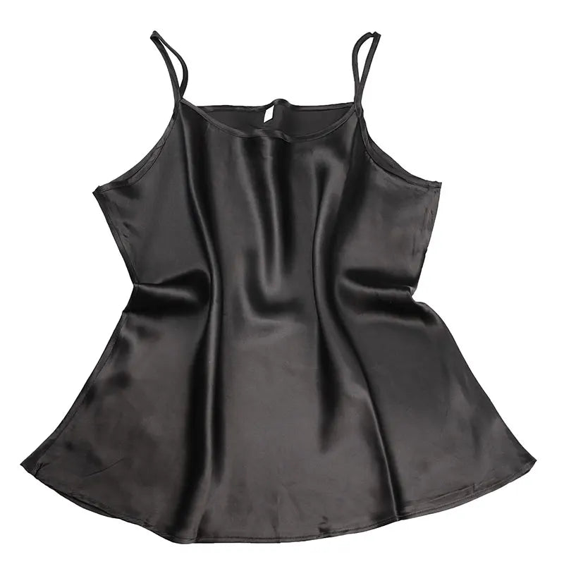 100% mulberry silk, silk, satin, breathable candy color, short backing, small suspender vest for women.