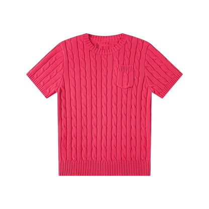 women's t-shirts and polos old money style Classic round neck Women's shirt embroidered chest pocket knitted short sleeved shirt