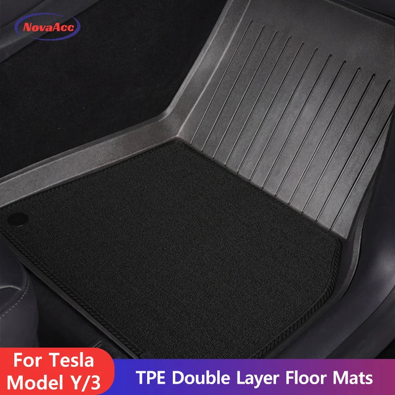 NovaAcc for Tesla Model Y Juniper 2025 2026 Model 3 Highland Floor Mats Trunk Mats Cargo Liners TPE All Weather Water Proof