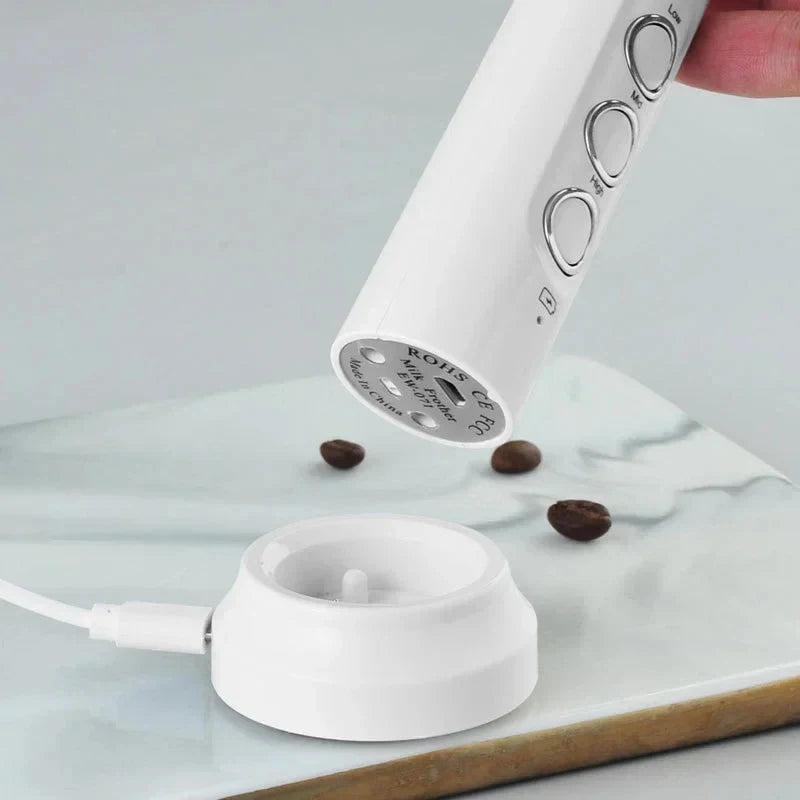 New 3 In 1 Wireless Handheld Electric Milk Foam Machine Mini Frother Maker Handheld Cappuccino Coffee Whisk Mixer Foamer Puller