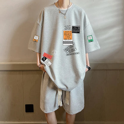 Shirts + shorts 2026 summer new style fashion Sportswear Men's Casual Sets Male Fashion T-shirts and shorts full size M-5XL