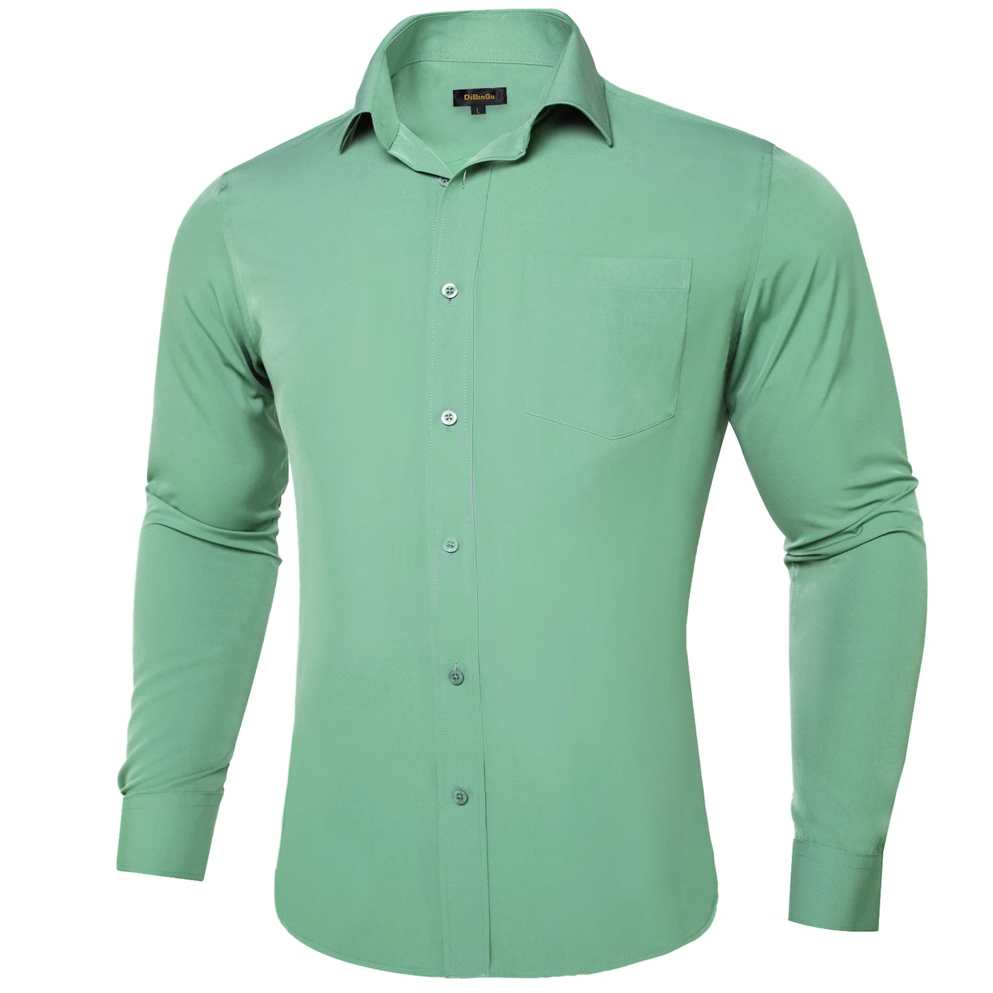 Solid Men Shirts Long Sleeve Cotton Polyester Blue Green Yellow Classic Basic Casual Slim Business Office Shirts Clothes