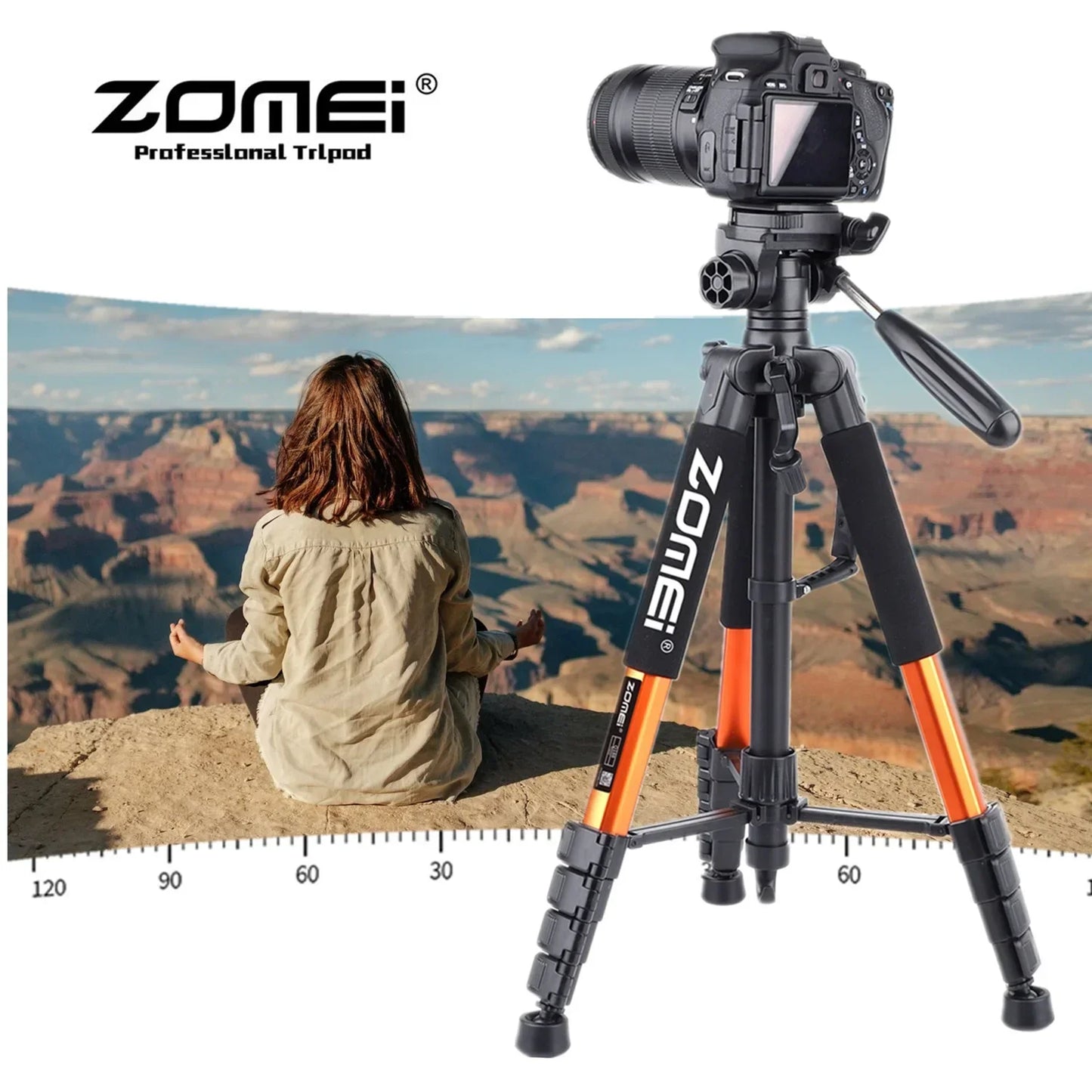 187cm/73.6in Tall Zomei Aluminum Alloy Portable Tripod for Camera DSLR Canon Nikon, 360 Degree Panorama Photography Phone Stand