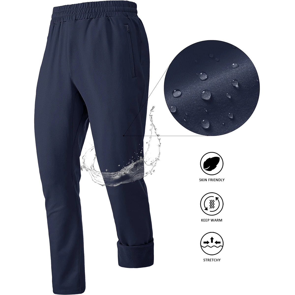TACVASEN Men's Fleece Lined Track Pants Fall Winter Thermal Warm Jogger Pants Waterproof Workout Casual Drawstring Sweatpants