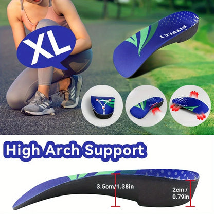 RooRuns Orthopedic Arch Support Shoes Insoles 3/4 Length Flat Feet Shoes Pads for Feet Plantar Fasciitis Heel Pain Relief Unisex