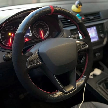 Car Steering Wheel Braid For Seat Leon 5F Mk3 2013-2020 Ibiza 6J Tarraco Arona Ateca Alhambra Suede Car Steering Wheel Cover