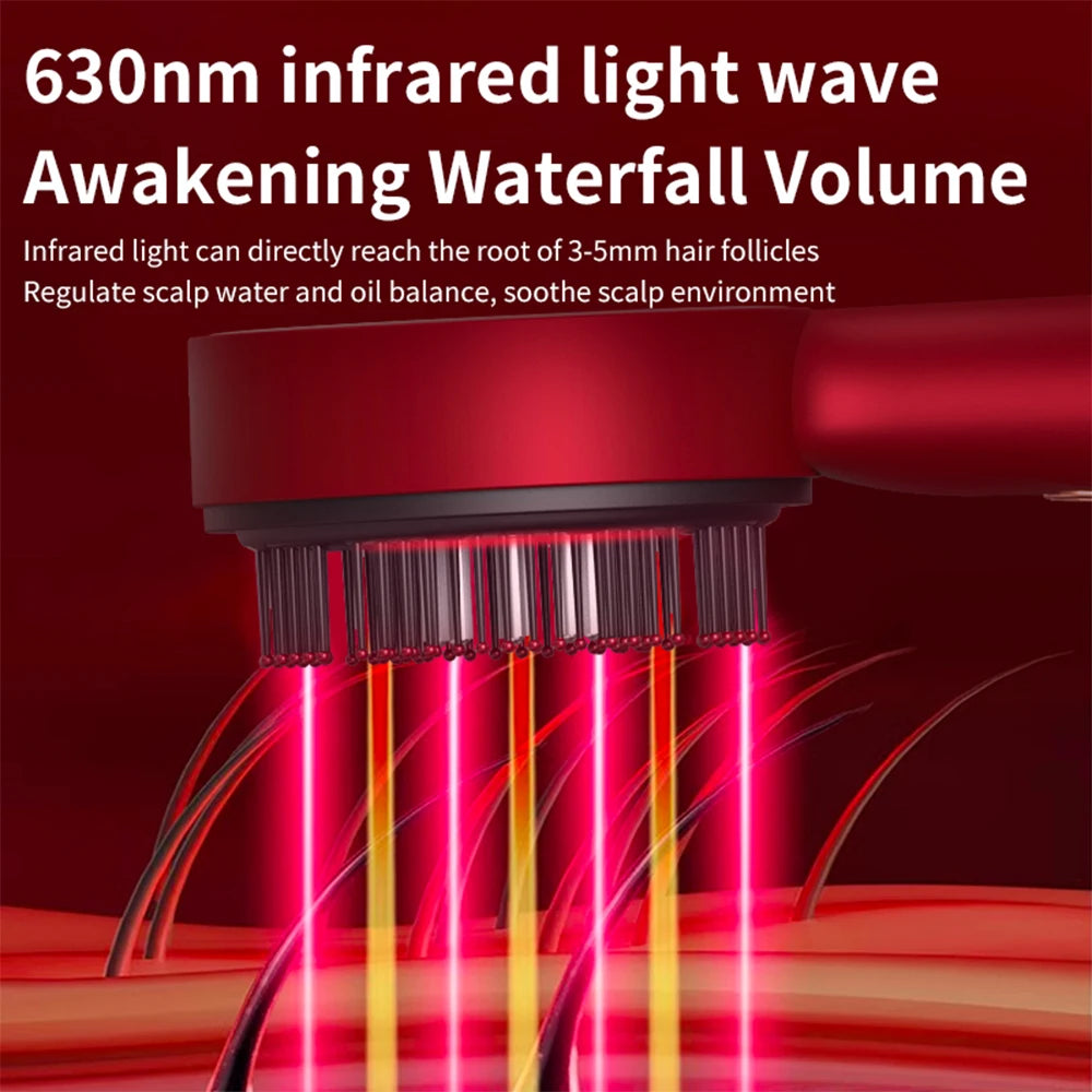 Electric Vibration Massage Comb Red Light Hair Growth Massage Scalp Brush Anti Hair Loss Liquid Oil Applicator Hair Care