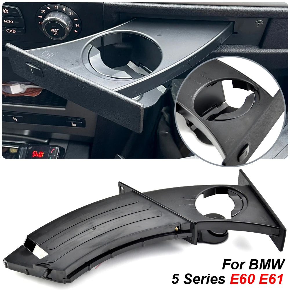 Front Left Right Cup Holder Drink Rack Black Holders For BMW E60 E61 M5 525i 528i 530i 535i 2002-2010 51459125622 51459125626
