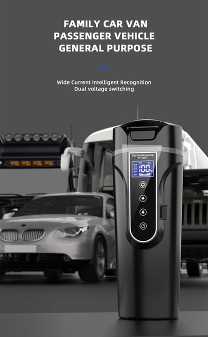 R31 450ml Car Heating Cup 12v/24v Portable Electric Kettle Smart Touch Screen Thermal Mug Temperature Adjustable Car Heating Mug