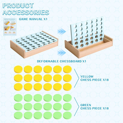 AIUAZA Wooden 4 in a Row Game - Classic Strategy Game for Adults Children-Connect Discs of Same Colour in a Row - Travel Games