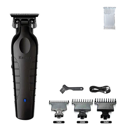 Kemei 2299 Barber Cordless Hair Trimmer 0mm Zero Gapped Carving Clipper Professional Electric Finish Cutting Machine