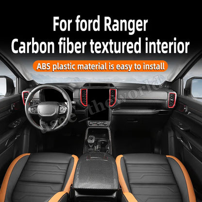 Fit for Ford Ranger 2024 2025 Interior Protection Sticker Carbon Fiber Grain Gear Shift Panel Cover Trim
