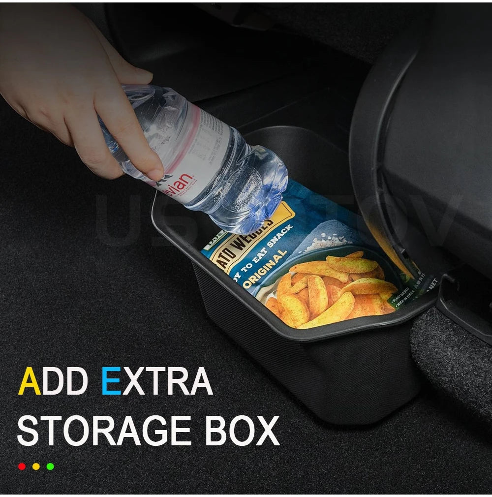 2025 2026 for Tesla Model Y Juniper Trash Can Rear Center Console Organizer Backseat Storage Box with Lid Floor Pads Accessories