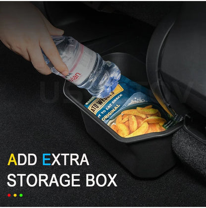 2025 2026 for Tesla Model Y Juniper Trash Can Rear Center Console Organizer Backseat Storage Box with Lid Floor Pads Accessories