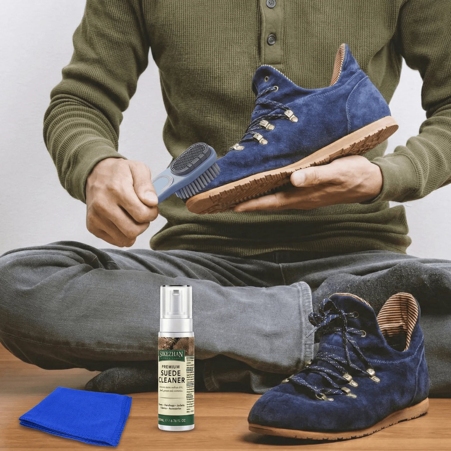 Suede Nubuck Shoe Cleaner Kit Foam Cleanser with Brush Towel for Sneakers Boots Bags Leather Jacket Care