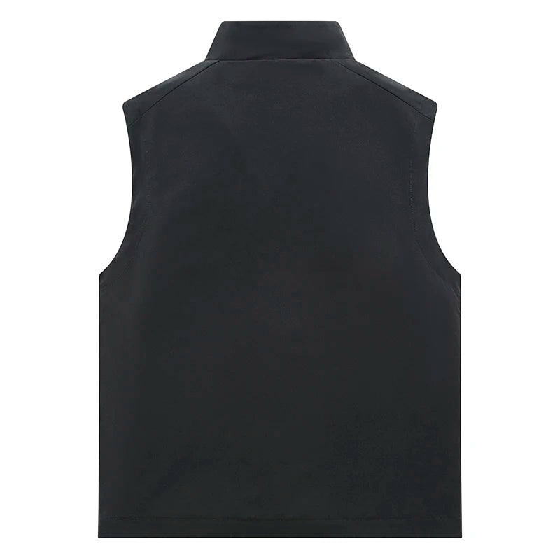 New Spring Autumn Men'S Outdoor Vest Middle-Aged And Elderly Casual Loose And Fashion Versatile Stand Up Collar Sleeveless Coat