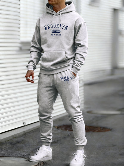 Brooklyn Est 1998 New York Printed Men's Hoodie Set Harajuku Round Neck Hoodie Autumn/Winter Fashion Hoodie Sportswear