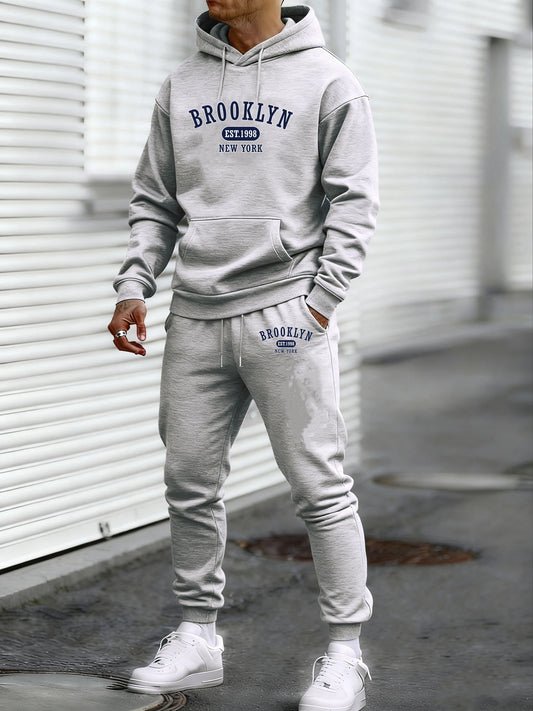 Brooklyn Est 1998 New York Printed Men's Hoodie Set Harajuku Round Neck Hoodie Autumn/Winter Fashion Hoodie Sportswear