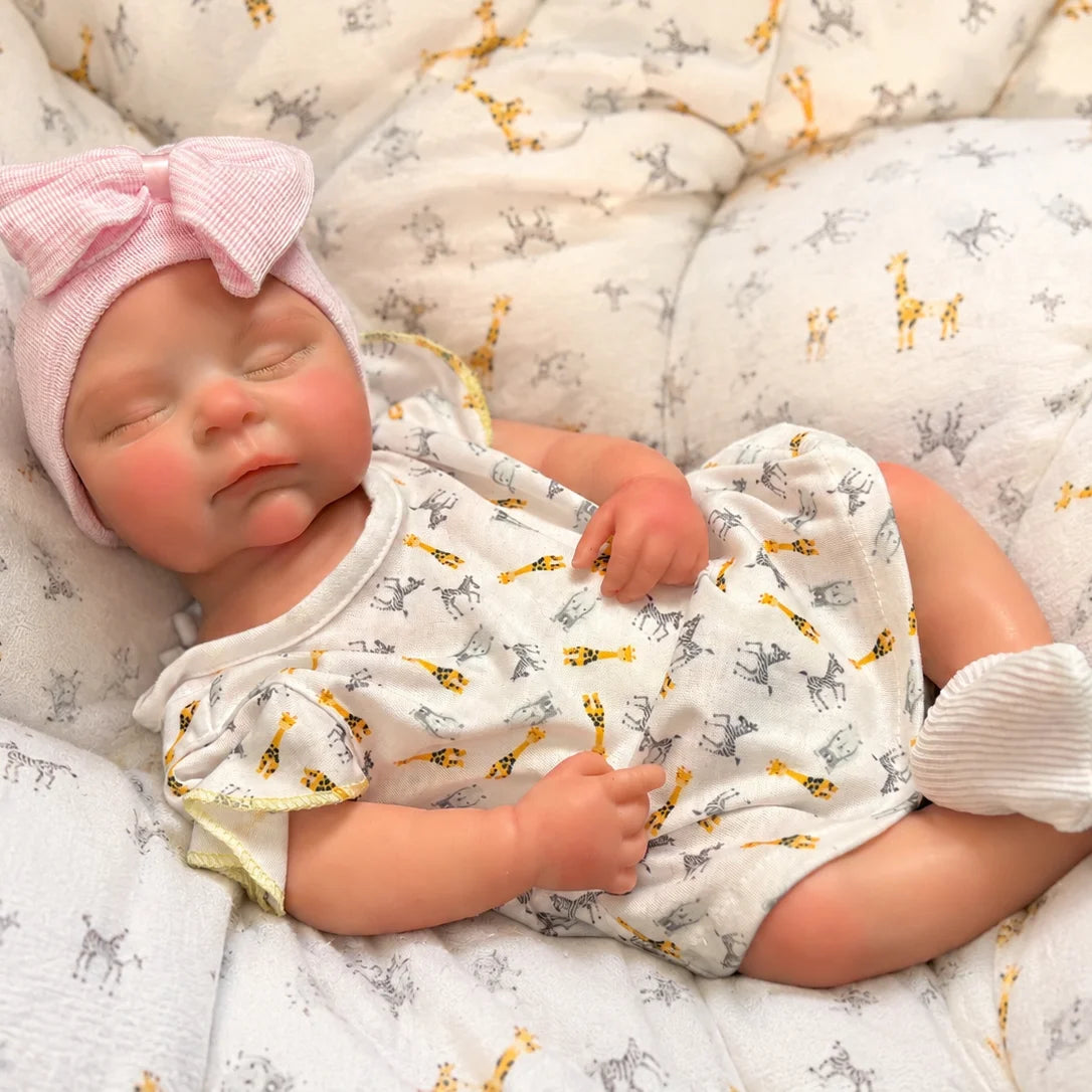 Close Eyes Peaches 45cm Washable bebe reborn de silicona Girl Dolls With Open Mouth  Painted Skin & Unpainted Newborn Girl Doll