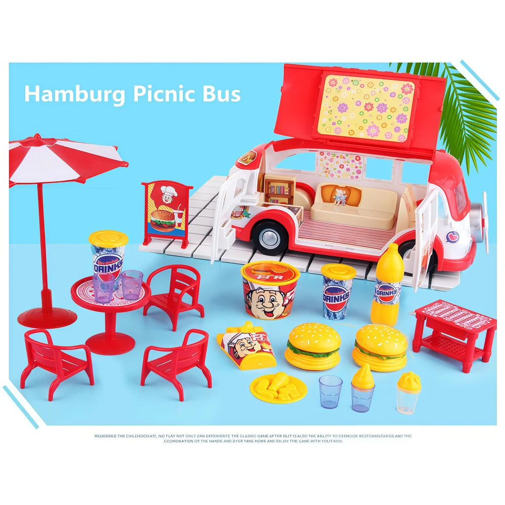 DIY Doll House for LOL Dolls Convertible Picnic Car & Bus Cute Miniatures Dollhouse Birthday Gift for Girls