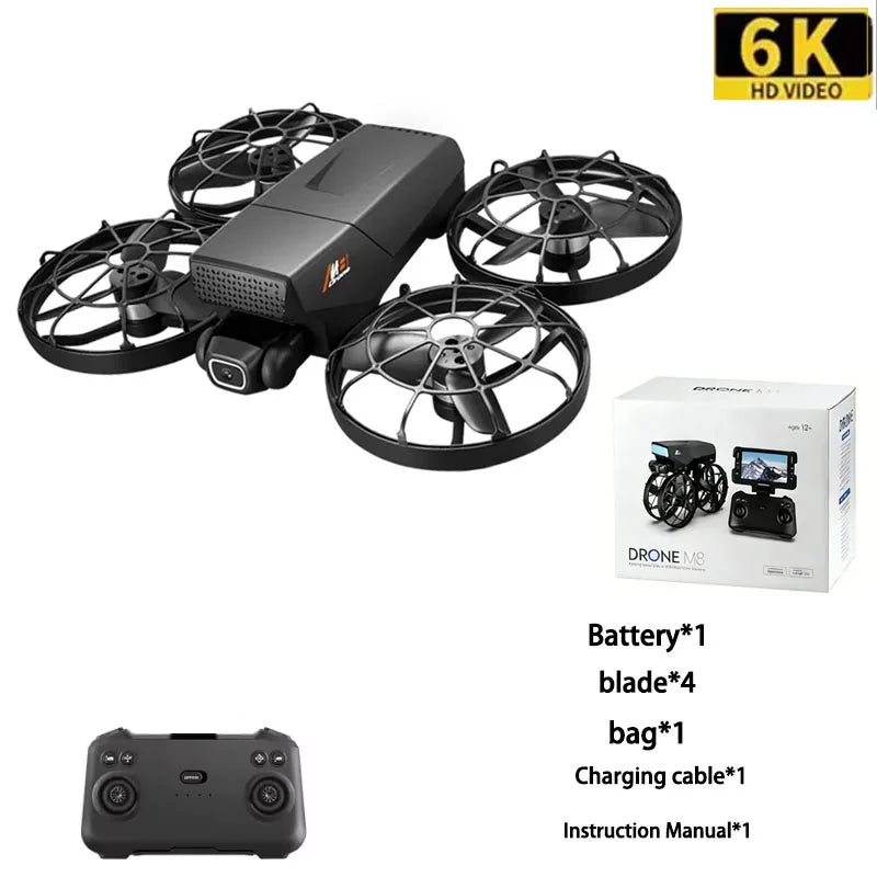 New Drones M8 GPS 8K HD Dual Cameras 360° FPV 5G WIFI Brushless Motor Obstacle Avoidance Foldable Quadcopter for Aerial Boy Toys