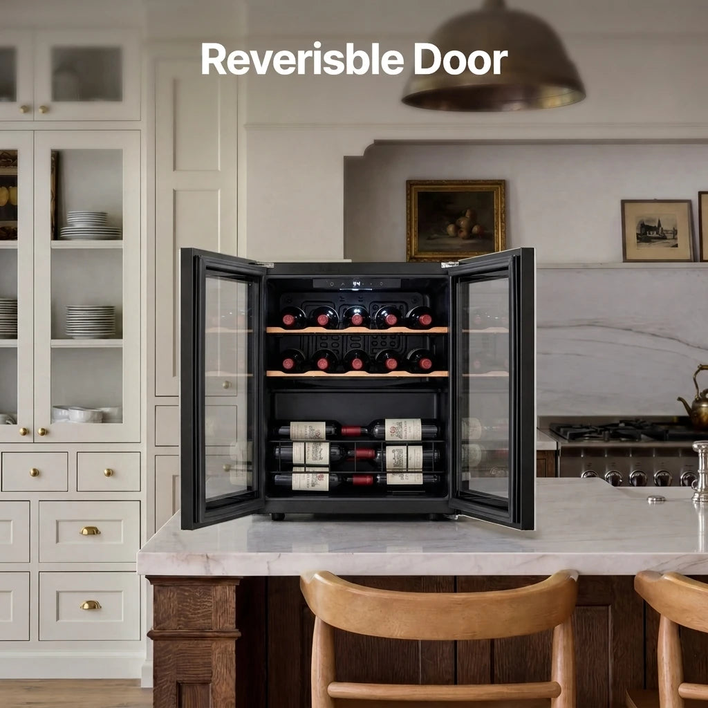 14 Bottle Mini Wine Fridge Cooler Refrigerator Freestanding for Red 37-65℉ for Home Bar Kitchen