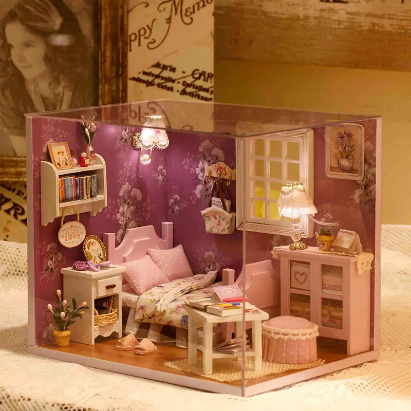 DIY Wooden Miniature Doll House Kit 3D Puzzle Assembly Building Kits With Furniture Decoration Dollhouse Toys For Birthday Gifts