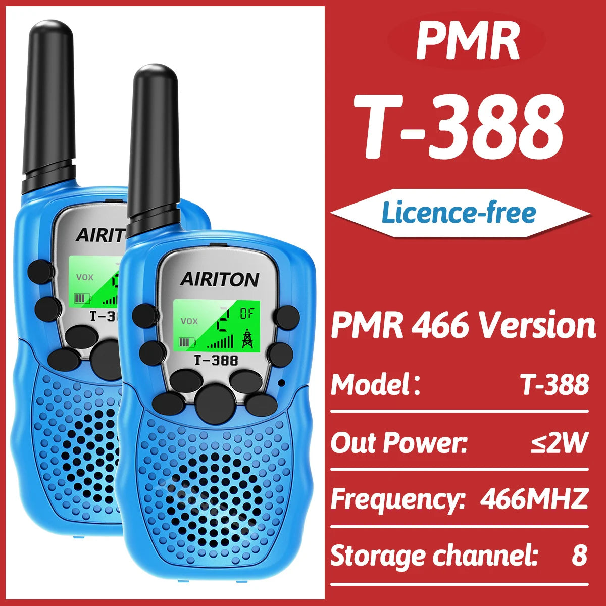 2PCS AIRITON T388 Mini Walkie Talkie Children Toy Gift Kids FRS PMR Long Range VOX Handheld Two Way Radio For Boys Girls