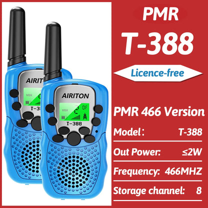 2PCS AIRITON T388 Mini Walkie Talkie Children Toy Gift Kids FRS PMR Long Range VOX Handheld Two Way Radio For Boys Girls