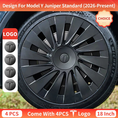 4PCS for Tesla Model Y 2026 Standard 18 Hub Caps, Full Rim Covers Replacement Wheel Cover Accessories for Standard Edition