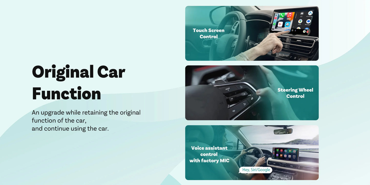 Ottocast 3.0 Mini Slim Wireless CarPlay Adapter Android Auto Dongle Plug Play Bluetooth 5.0 Wifi Auto Connect for 98% of Cars