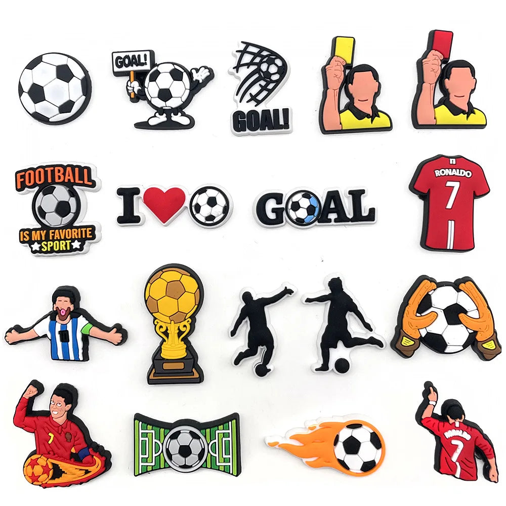 Football Star 1-18pcs/set of Cristiano Ronaldo Xmas Cartoon Shoes Charming Decorative Accessories Children's Favorite Gifts