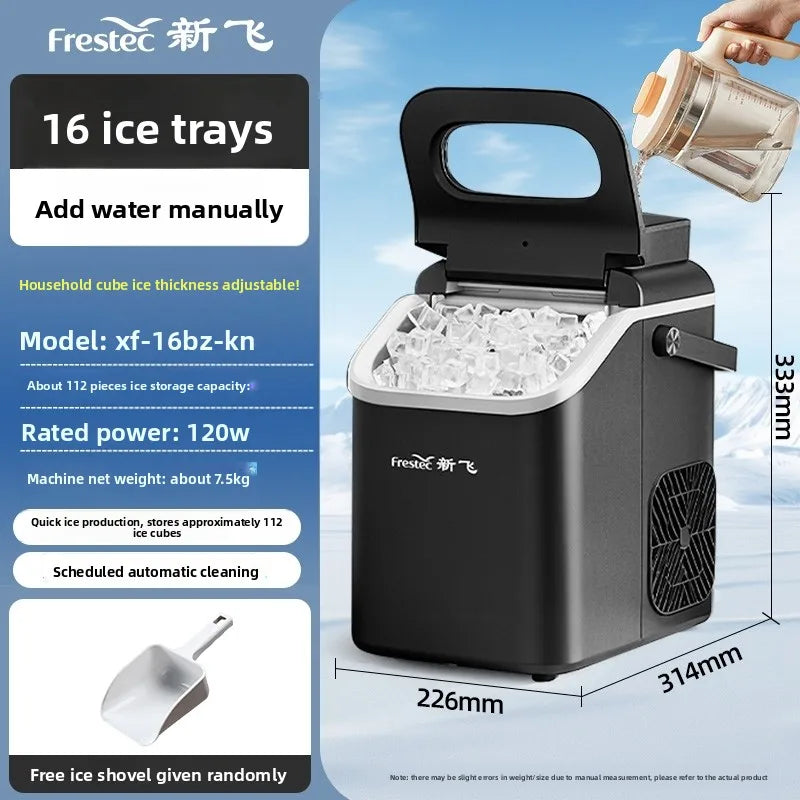 220V Newfly Portable Ice Maker Small Automatic Square Ice Cube Machine for Home Use