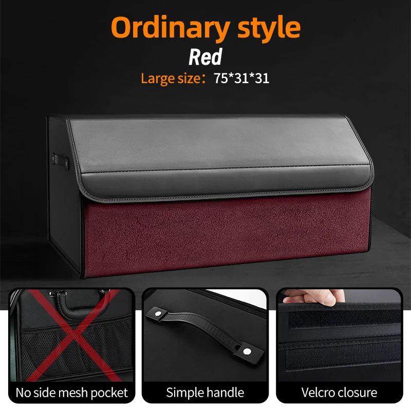 Car Suede Trunk Organizer Large Capacity Leather Foldable Storage Box Portable Multifunctional Tool Organizer Car Accessories