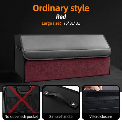 Car Suede Trunk Organizer Large Capacity Leather Foldable Storage Box Portable Multifunctional Tool Organizer Car Accessories