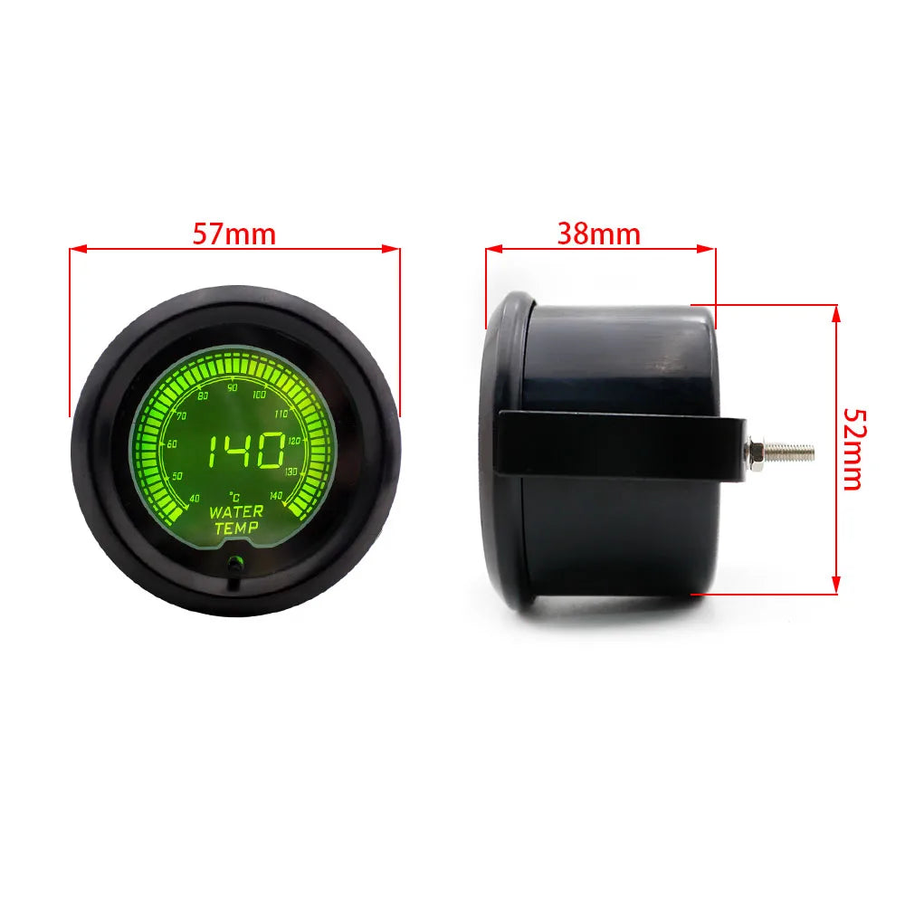 Brand New 2" 52mm EVO 7 Colors LCD Water temp gauge 40-140 Celsius Water temperature meter With Sensor
