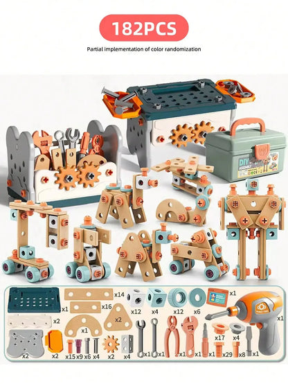 Kids Tool Set Toys DIY Nut Assembly Pretend Play Repair Construction Tool Kit for Toddlers Educational Toys Boys Girls Xmas Gift