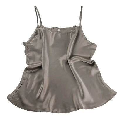 100% mulberry silk, silk, satin, breathable candy color, short backing, small suspender vest for women.