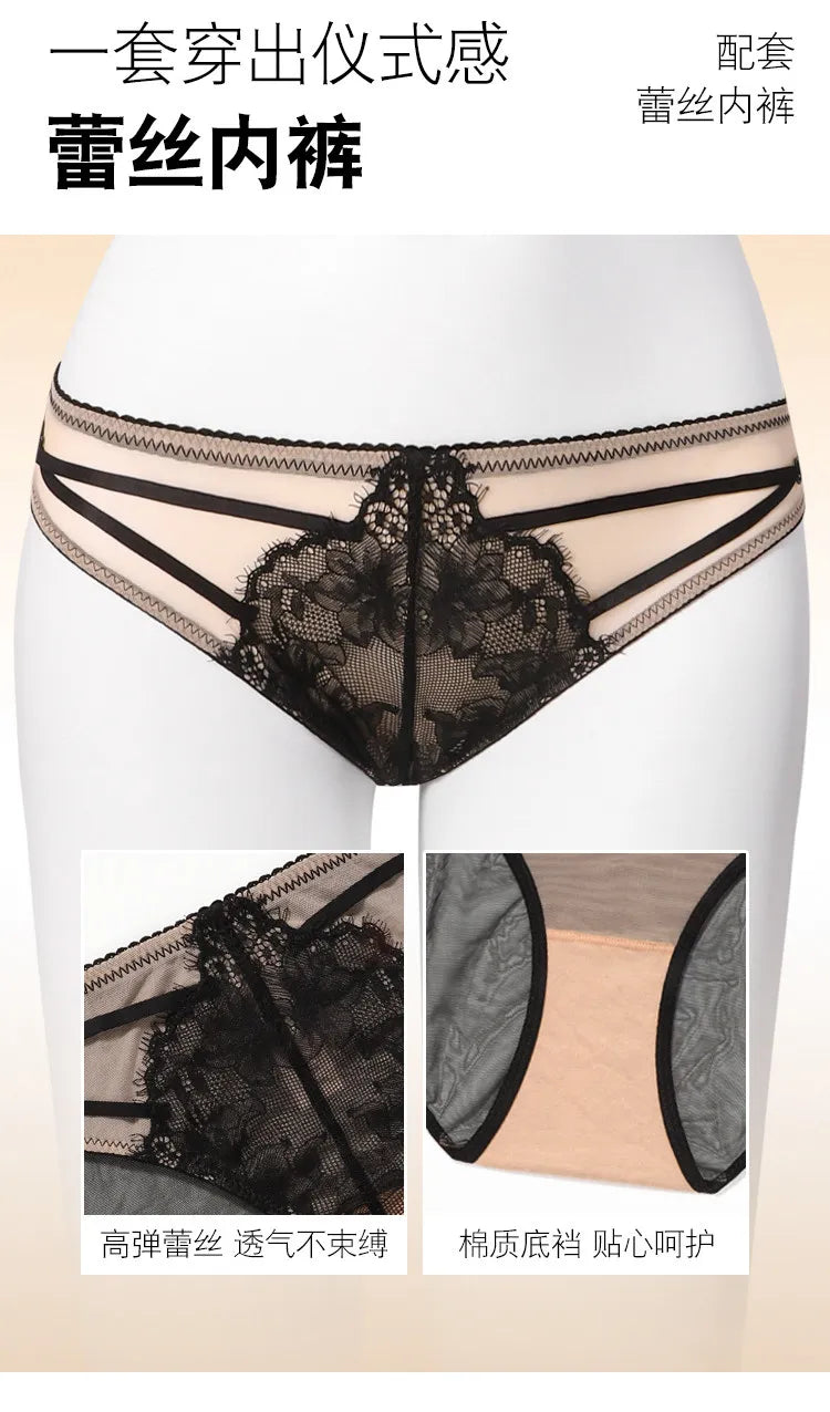 Hot Sale French Lace Bra Soft Underwire High Support Push Up Anti Sagging Sexy Nude Back Stylish Bra Size S-XL 32-38 Hot Search